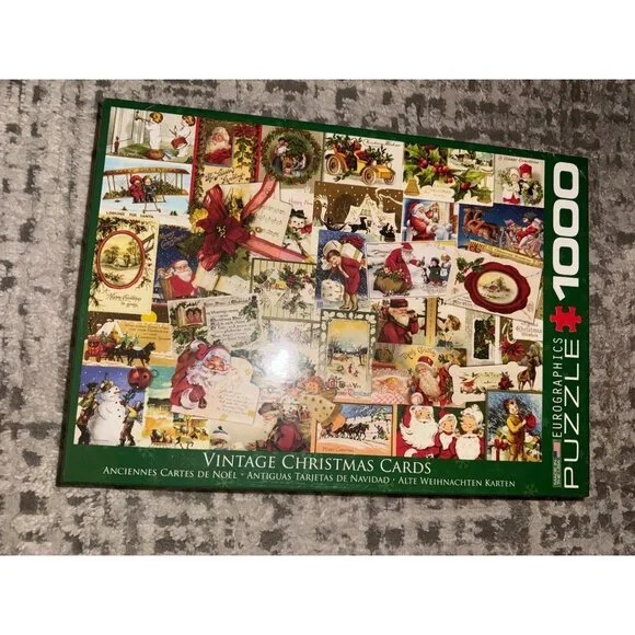NEW! Eurographics Vintage Christmas Cards 1000 Piece Jigsaw Puzzle Made in USA - Picture 1 of 2